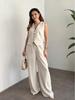 Summer 2025 Sleeveless V-neck Linen-Cotton Vest & Casual Pants Set