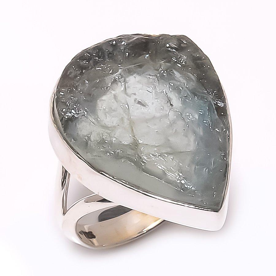 Natural Aquamarine Rough Gemstone 925 Sterling Silver Jewelry Ring Size 6.5 V5v49