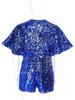 Complete Party-Ready Jumpsuit for Girls: Sparkling Sequins V-Neck Cap Sleeve Bodysuit, Perfect for Photos & Special Events