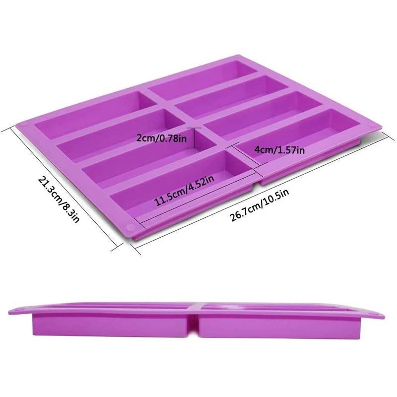 1PC 8 Cavity Cake Mold Rectangular Chocolate Silicone Mold Soap Mold Baking Mold Ice Cube Mold DIY Kitchen Tool Decoration Mold