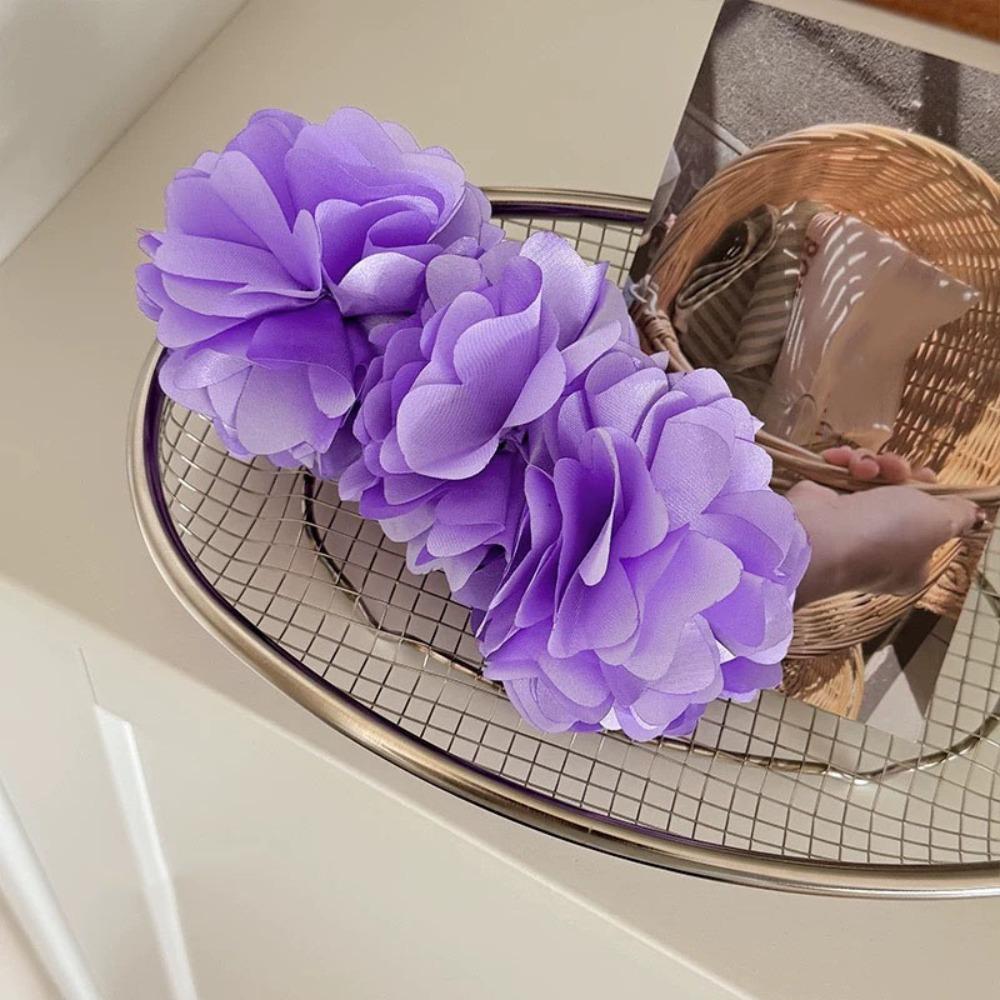 Solid Color Banana Clip Cloth Vertical Clip Elegant Floral Hair Clip  Women фиолетовый