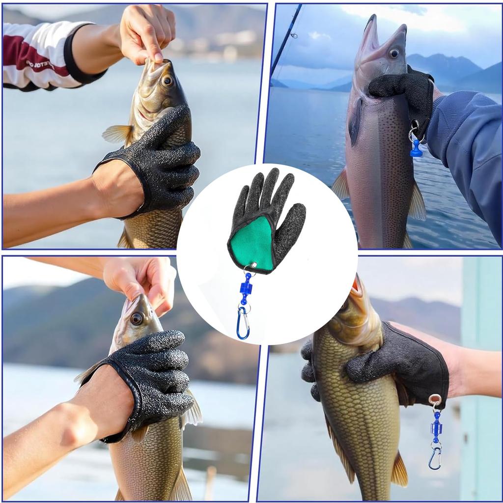 TerraShine Fishing Gloves, Cut-Resistant Fishing Gloves, Non-Slip, Durable, Portable, Abrasion-Resistant, Drop-Resistant, with Magnetic Hook for