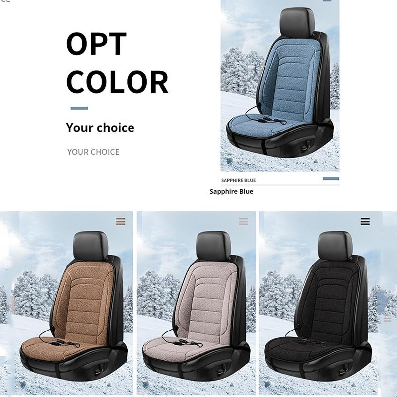 Artificial Wool Car Heating Seat Cushion 45°C-65°C Adjustable Temperature Universal Winter Car Seat Cushion 12V 24V Optional