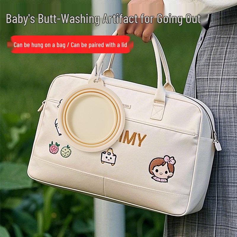 

Portable Folding Baby Washbasin for Diaper Changes Pink (OPP Packaging + Carabiner)