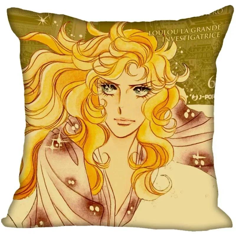 Anime The Rose Of Versailles Pillow Case For Home Decorative Satin Pillows Cover Invisible Zippered Throw Cushions Cover 1007
