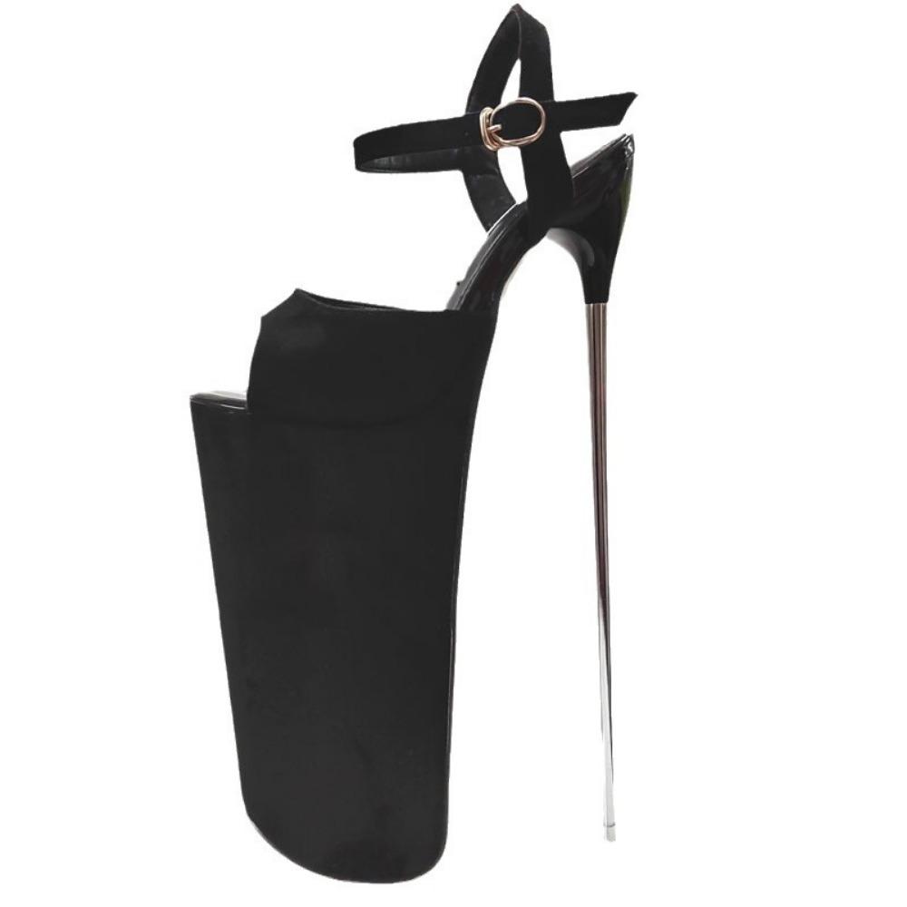 Móda Nové Super Vysoké Tenké Opätky 30 Cm Oceľové Opätky Veľká Veľkosť Dámske Sandále Semiš Čierna Pracka Extrémne Vysoké Sexy Topánky platformové sandále