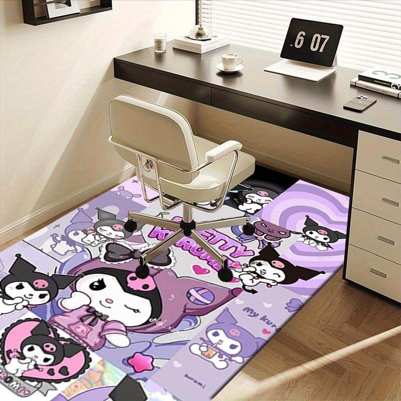 1pc Sanrio Kuromi Mermaid Printed Office Carpet Rectangle Rug Under The Table,Perfect Room Decor for Living Room, Bedroom, Kitchen, Non-slip Floor Mat