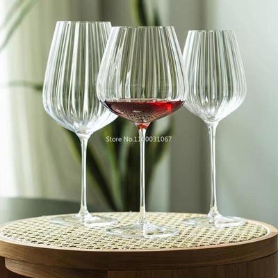 Nordisk Transparent Vågmönstrat Kristallglas Hushålls Pokal Fest Champagneglas Kopp Röd Vinglas Bröllopsglas Julklappar