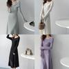 Fashion Knitted Off Shoulder Dress With Long Sleeves For Casual And Party Wear