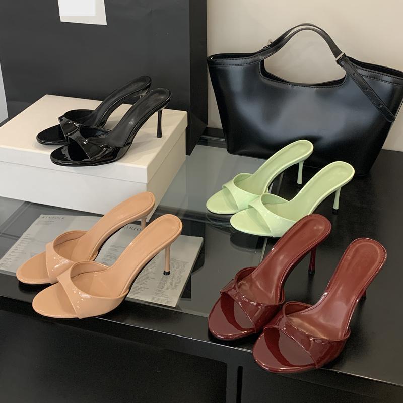 2025 Nová letní móda Dámské pantofle s otevřenou špičkou Nazouvací Elegantní tenký podpatek Společenské lodičky Dámské pantofle Zapatillas De Mujer