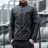 Autumn and Winter Stand-up Collar Men's Leather Jacket, Locomotive Velvet Thermal PU Leather Jacket, Leather Jacket Men