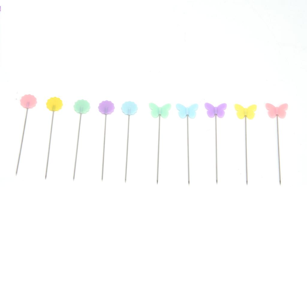 200Pcs Flower Button Head Pins Cute Flower Butterflies Colorful DIY Decorative Positioning Pin for