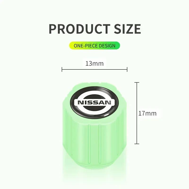 4PC Car Wheel Nozzle Dustproof Tyre Valve Stem Night Glowing Decor For Nissan Qashqai J11 J10 X-Trail Micra Juke Tiida Leaf 2008