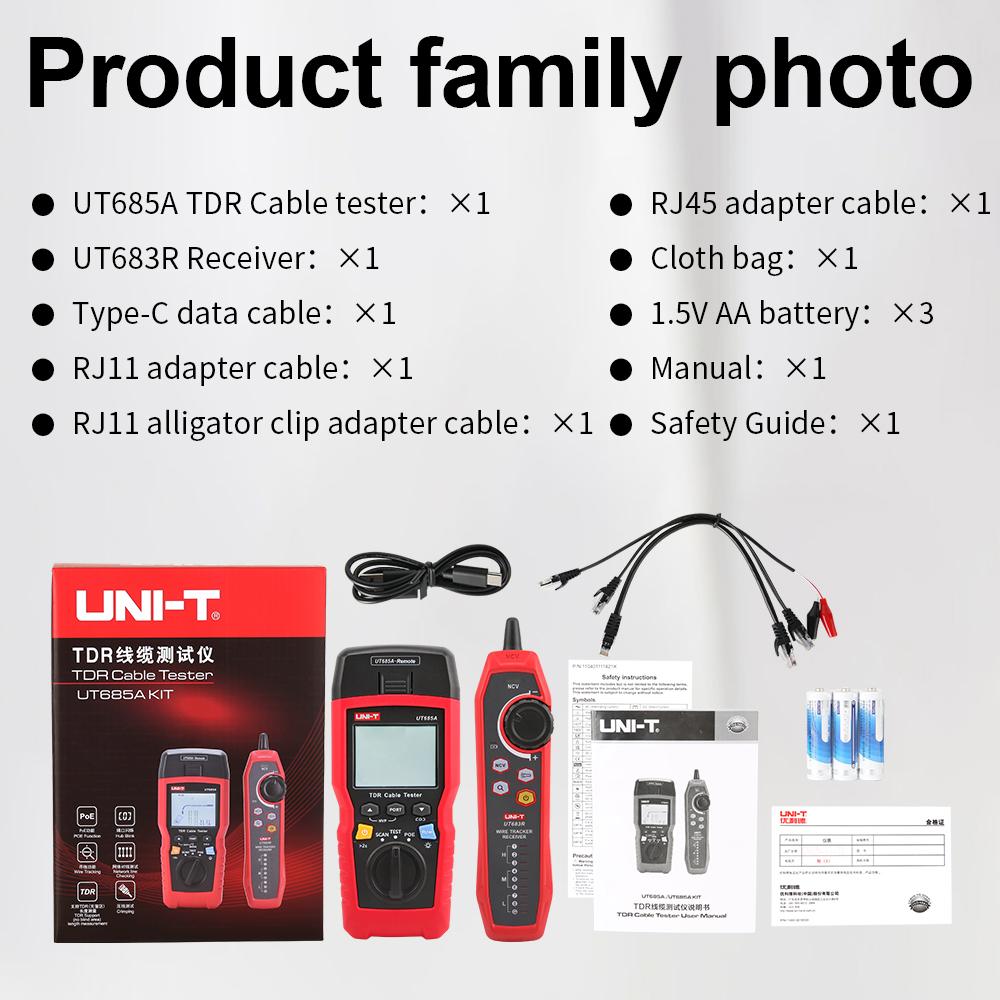 UNI-T TDR Cable Tester UT685A KIT Network Cable Locator Wire Tracker Detector LAN Tester for RJ45 RJ11 Line Finder UT685A KIT