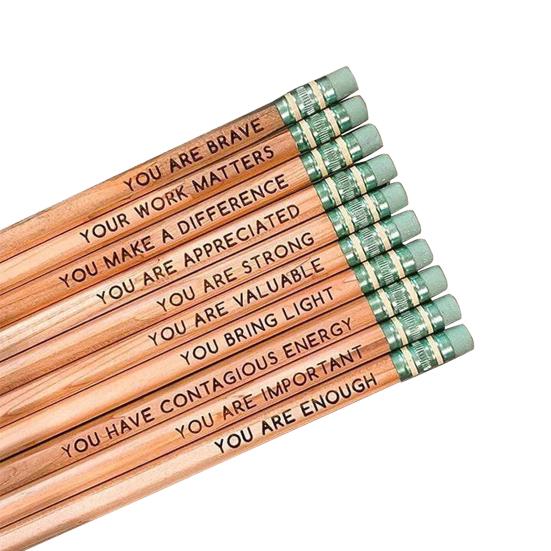 Sada 10 ks afirmačních tužek Inspirativní tužky Dřevěné motivační výroky Tužky Tužky na komplimenty Dárky pro studenty od učitele
