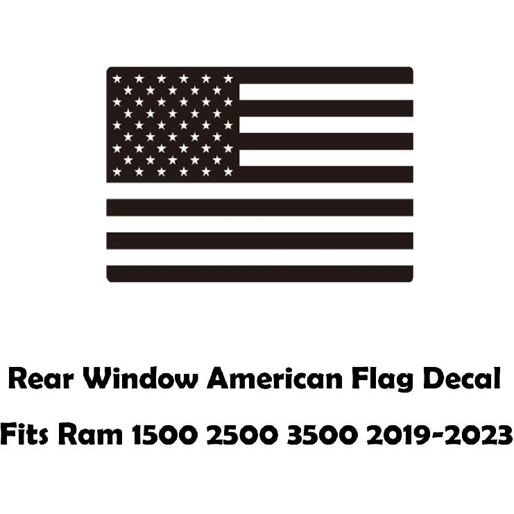 Rear Middle Window American Flag Decal For      2024 Dodge RAM 1500 2500 3500 Accessories, Back Center Sliding Window Glass USA Flag Vinyl