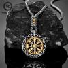 Collana Bussola Runica Norrena da Uomo Retrò con Ciondolo Sole Vuoto Acciaio Inossidabile Vegvisir Amuleto Vichingo