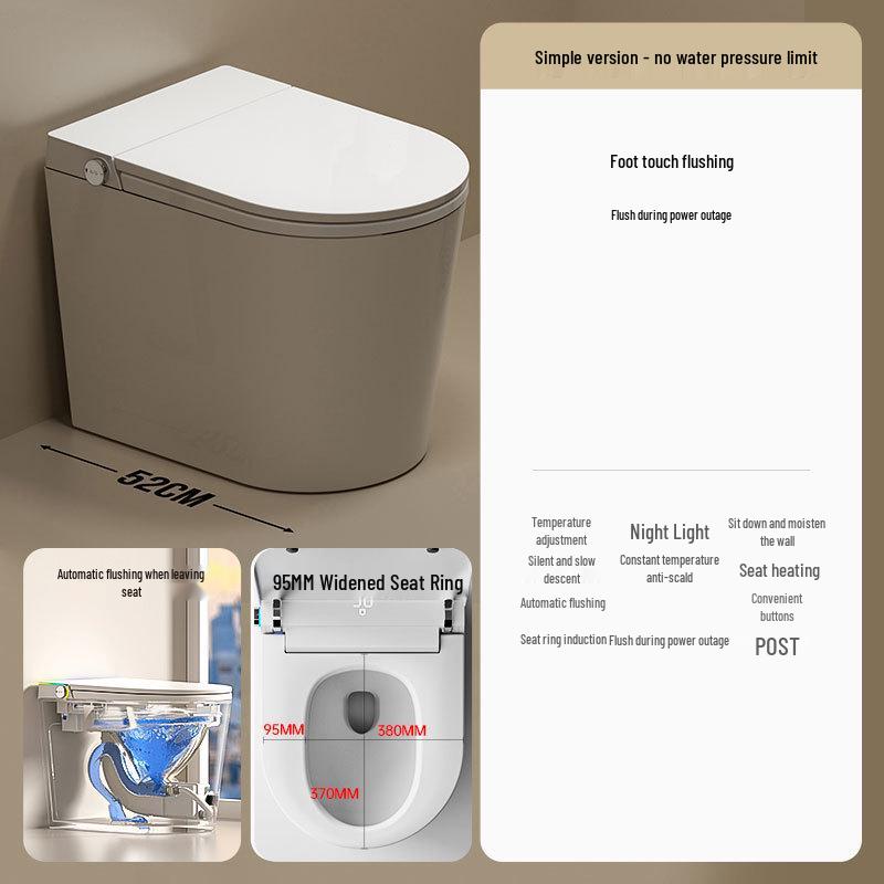 52cm Compact Waterless Smart Toilet with Built-in Foam Shield & Automatic Sterilization