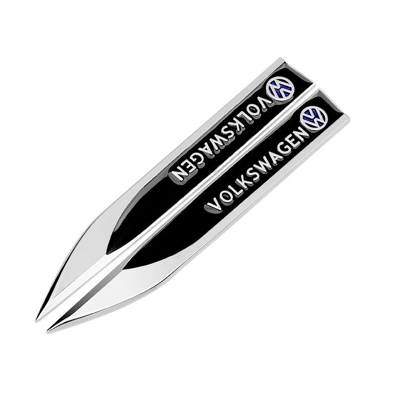 

2026 Hot For Volkswagen VW 2Pcs Metal Car Sticker Side Fender Bumper Strip Badge Emblem For Volkswagen VW GTI GTD R Line Golf 5