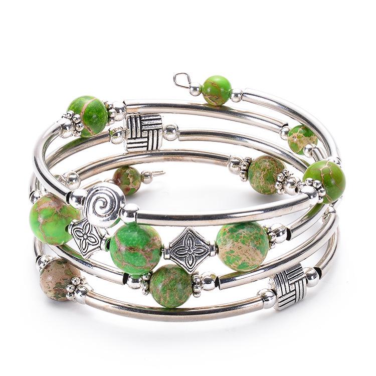 Bohemian Style Natural Turquoise Wrap Bracelet for Women - Multilayer Design