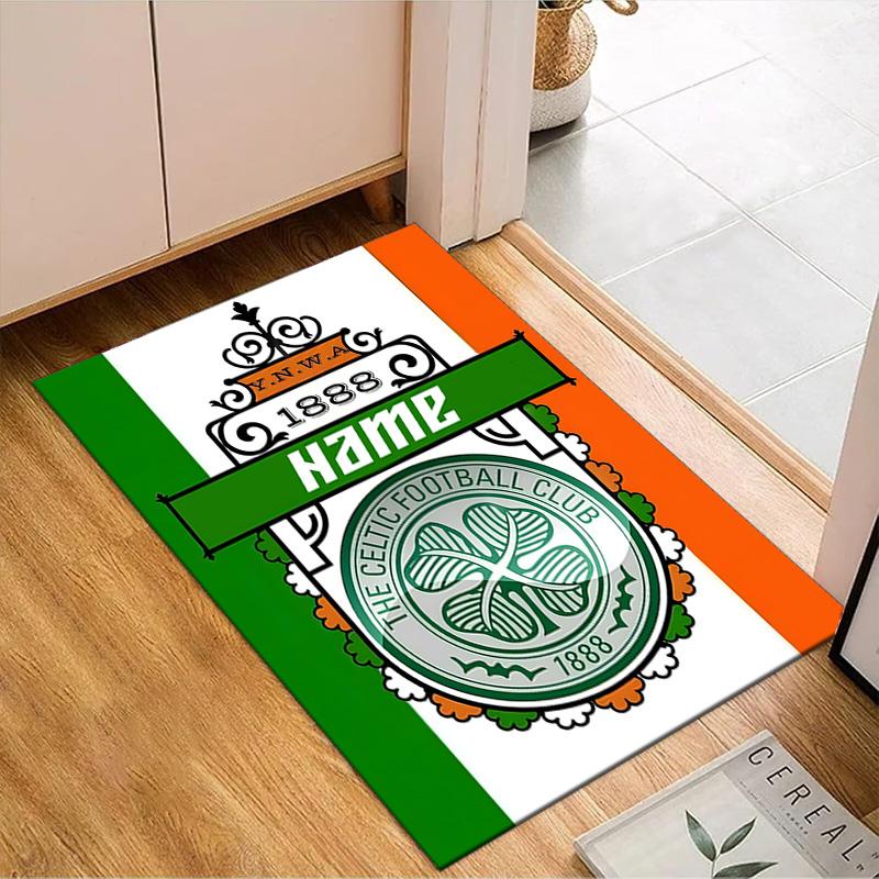 Custom Name Celtic FC Crest Rug Game Carpet, Floor Mat for Bedroom Living Room Entryway Rug, Home Decor Idea Gift for Christmas birthday