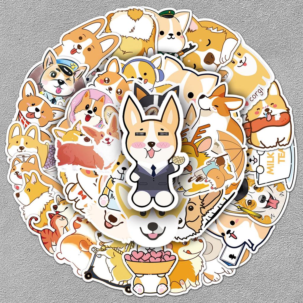 Cute Cartoon Corgi Stickers: Waterproof Decals for Laptops, Cars, and More (50-Pack)