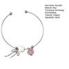 Bowknot Charm Bracelet Faux Gemstone Pink Heart Cuff Bracelet Adjustable Dainty Bracelet Elegant Wrist Jewelry for Girls Women