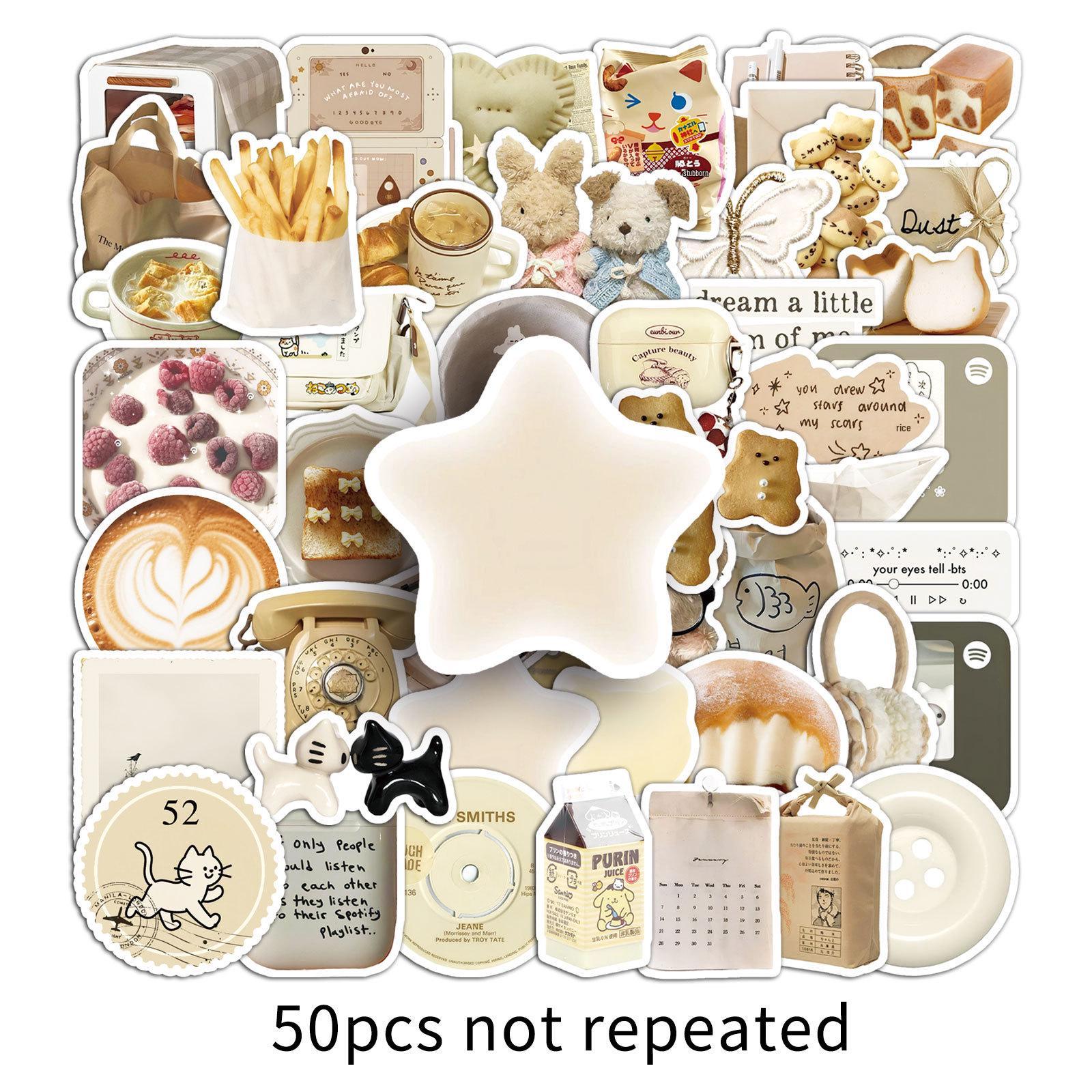 Oatmeal Latte Drink Pattern Stickers - 50 Creative Sheets for DIY
