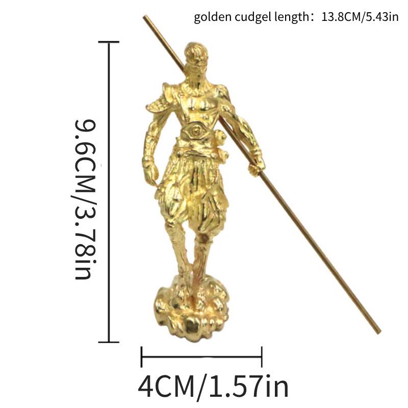 Unique Antique Style Sun Wukong Brass Statue Majestic Desktop Art For Collectors