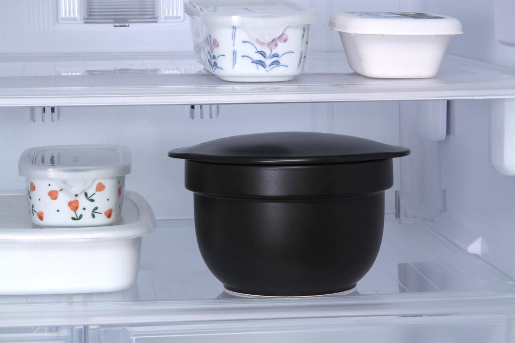 Nishinippon Toki Reiskocher, Ohitsu, Schwarz, 1100ml, Arita-Keramik