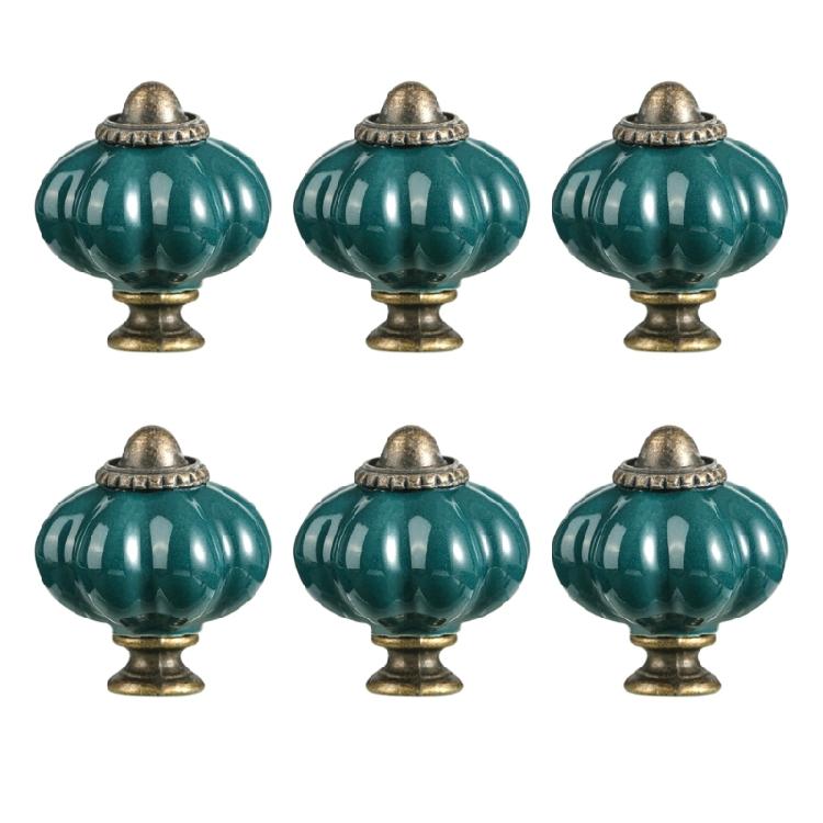 6Pcs Ceramic Cabinet Knob Wardrobe Pulls Pumpkin Shape Drawer Knob Furniture Decorative Handle Furniture Hardware
