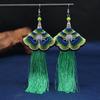 Embroidery fabric tassel earrings long retro flowers Yunnan Lijiang dance performance women's cheongsam earrings
