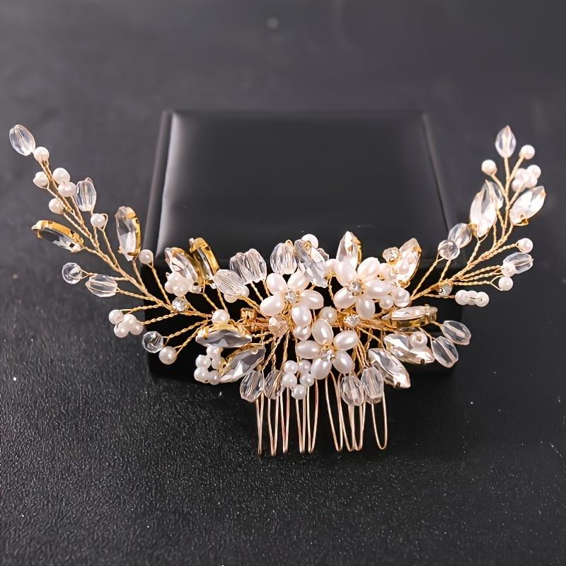 

Crystal Rhinestone Flower Pearl Hair Comb Bridal Headband Tiara Hairpin Party Wedding Bridal Hair Accessories Jewelry fascinator