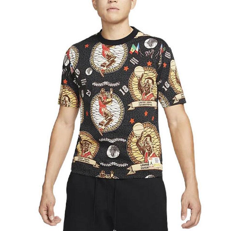 Jordan X Maison Chateau Rouge Patterned Short Sleeve T-Shirt Men Tops Black DJ9769-010