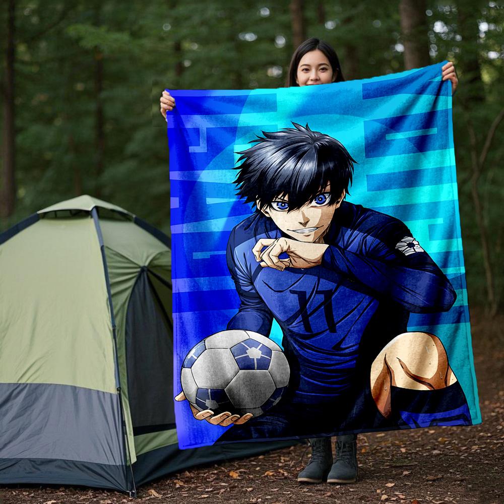 1pc Soccer Player Action Outdoor Blanket, Soft And Comfortable Blanket, Casual Warm, Camping Travel Blanket, Birthday Gift. M714020