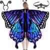 Rotating Butterfly Shawl: Colorful Gradient Wings Cloak for Halloween and Belly Dance