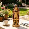 Blessed Mother Garden Statue Light USB Lamp with Flower Ornament Weather-Resistant Glowing