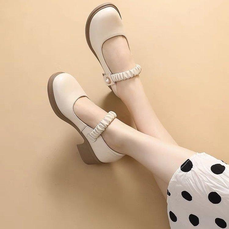 

Internet celebrities with the same Mary Jane women s shoes single shoes 2025 new women s flat bottom round head shallow mouth jk small leather shoes s 40