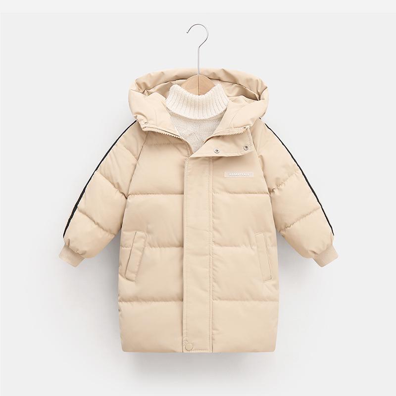 2025 Kinder Lange Baumwollgepolsterte Jacke - Mittellang Koreanischer Stil für Jungen und Mädchen, Über das Knie, Verdickter Baumwollmantel