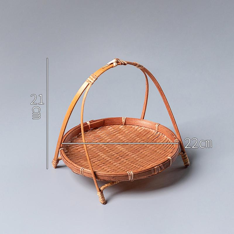 Handwoven Bamboo Retro Snack Basket and Plate for Picnic and Storage