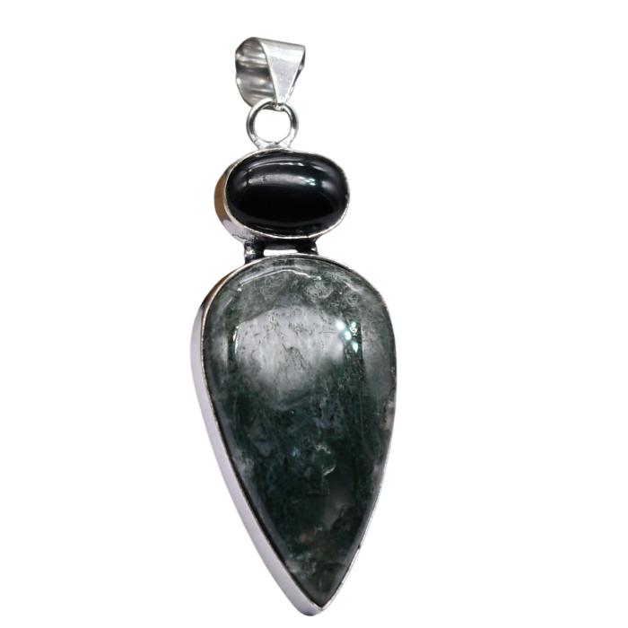 Seraphinite & Other Natural Gemstone Ethnic Pendant Jewelry 2" J 1533
