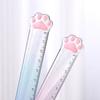 2 Pieces Cat Paw Ruler Cartoon Drawing Ruler Plastic Measuring Ruler Multifunctional Drawing Ruler Gift for Student Kid
