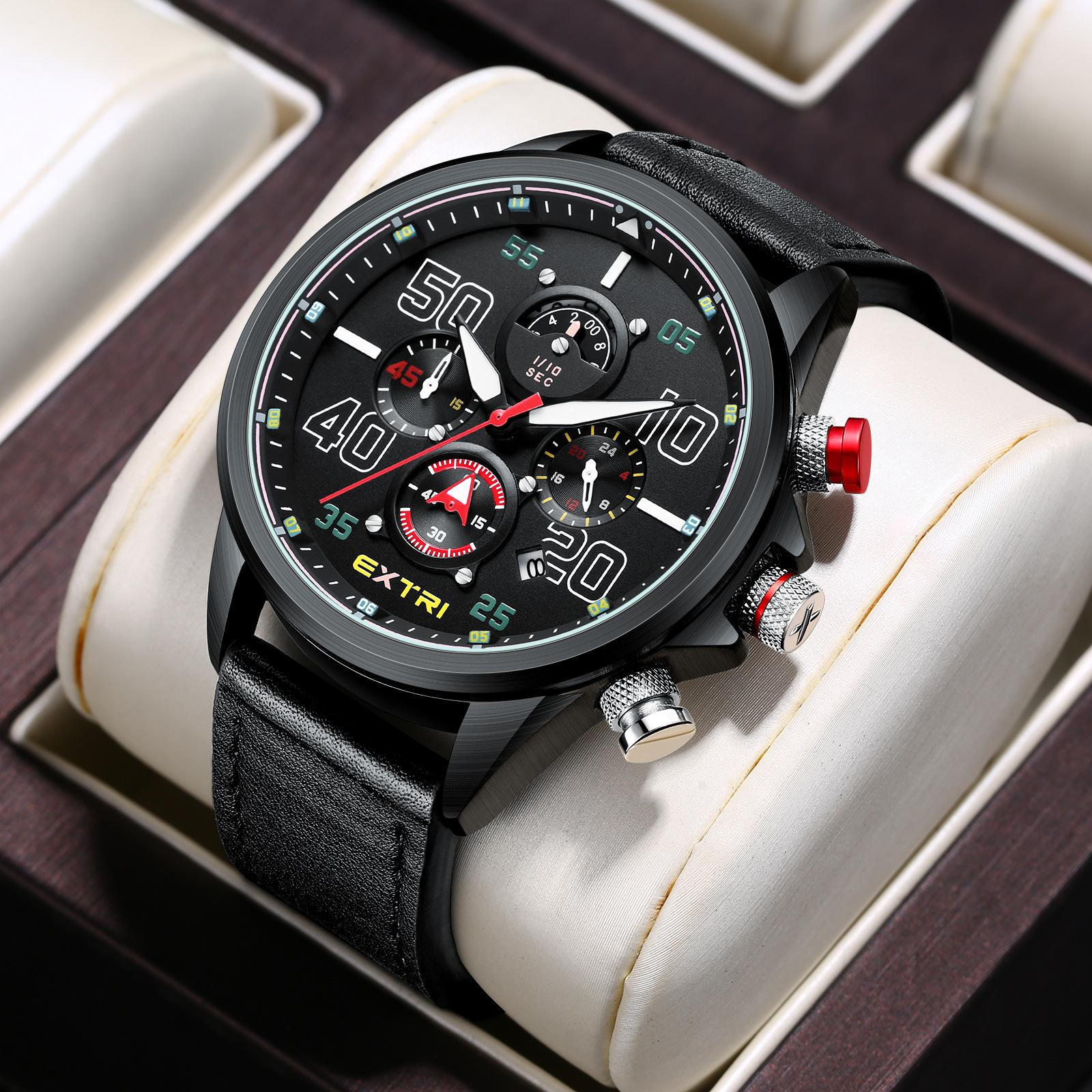 Extri Fashion Luminous Men S Belt Watch Fashion Waterproof Calendar Quartz Watch