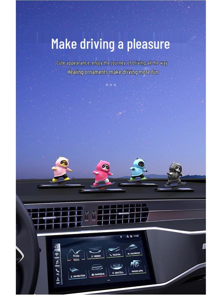 Cartoon Bear Sliding Skateboard Dashboard Ornament