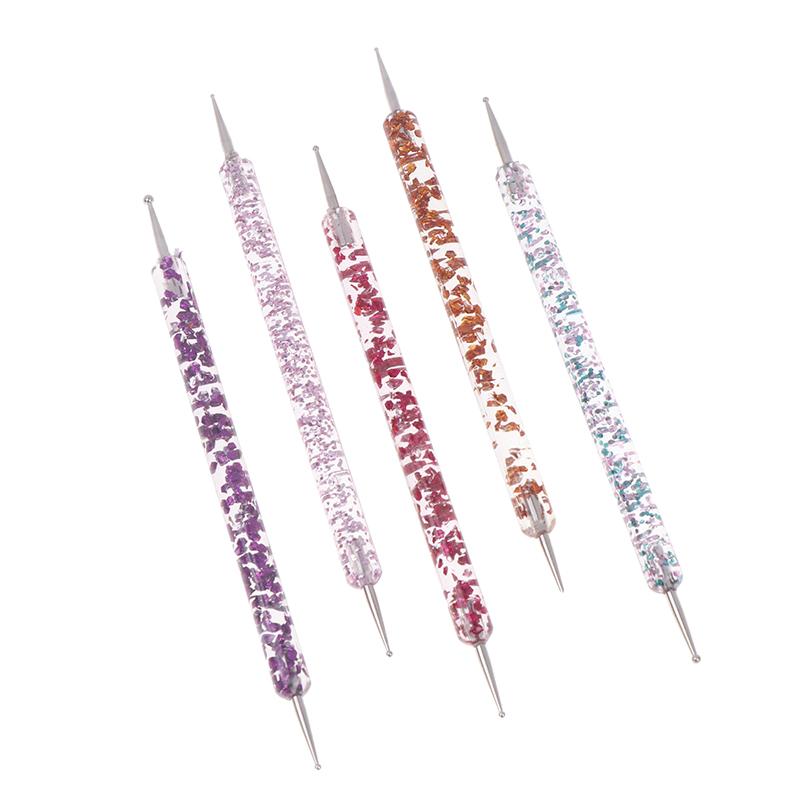 5 Pcs Nail Art Dotting Pen Design Tip Painting Drawing Carving Dotting Pens Dual-Ended Rhinestones Diamond Pen Manicure Tools one size