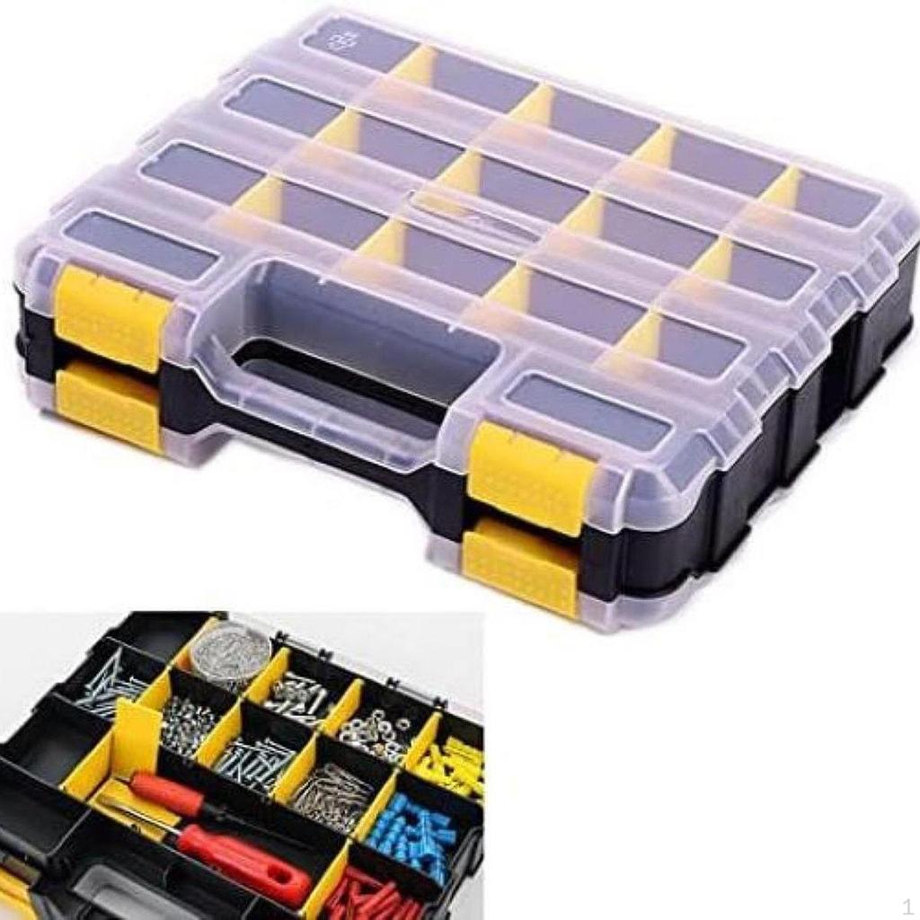 Double Side Tool Organizer Removable Dividers with 34 Compartments Small Parts Case