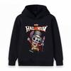Kids Boys Girls Halloween Sugar Skull Stitch Pattern Pullover Hoodie, Cute Spooky Cartoon Long Sleeve Sweatshirt for Holiday Casual Wear Party Tops
