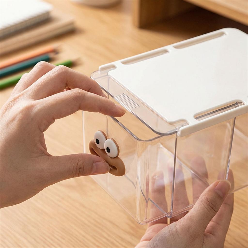 Pull Out Storage Box, Transparent Cartoon Bathroom Drawer Cotton Swab Box, Storage Rack