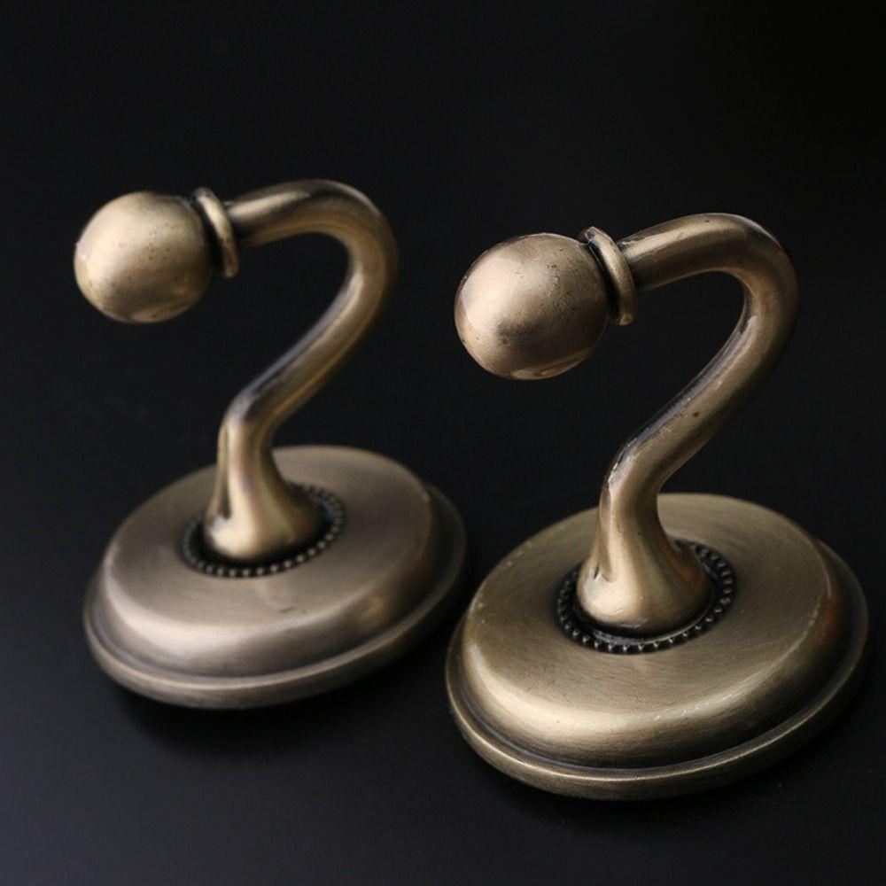 2pcs Vintage Curtain Metal Hooks Zinc Alloy Pommel Wall Hat Coat Hangers Wall Mounted Practical Curtain Holdbacks