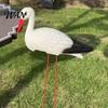 Lightweight Bird Sculpture Garden White Statue 23.6" Long Leg Standing Anti-fade Outdoor Decor Decorative Resin Ornament for Pond Yard Lawn